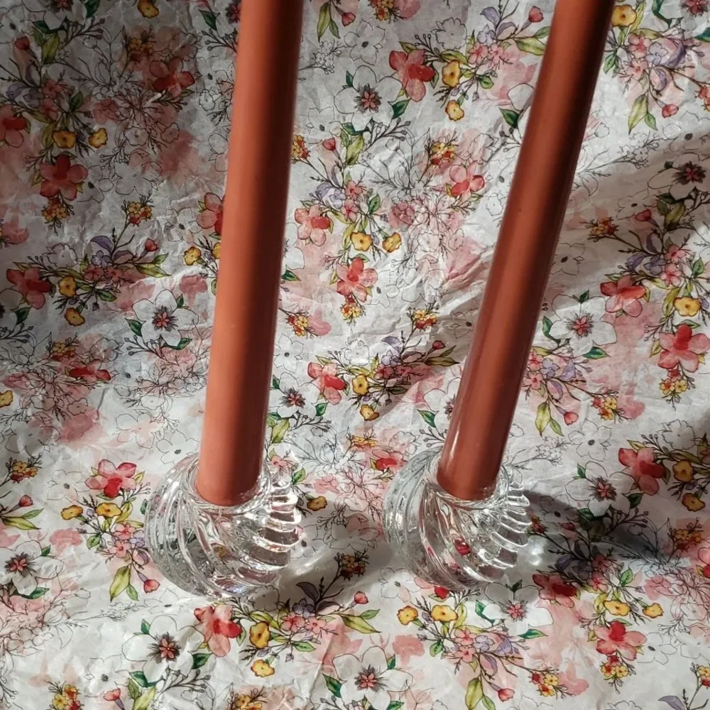 set of glass taper-candles & glass holders